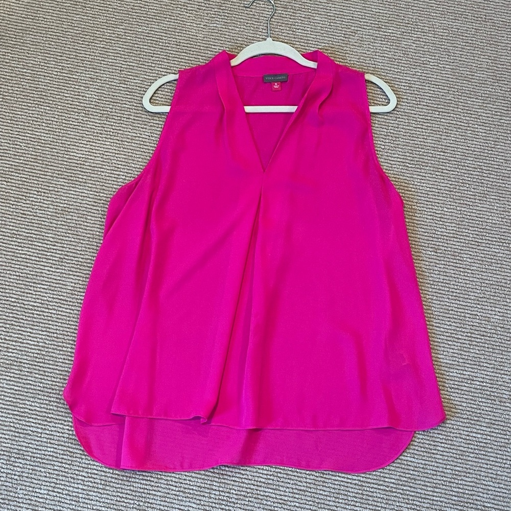 Vince Camuto hot pink vneck sleeveless top - Picture 1 of 6